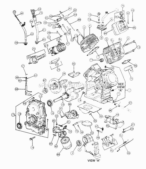 Engine Assembly Diagram and Parts List for 2164 13A-264G100 Cub Cadet Lawn Tractor